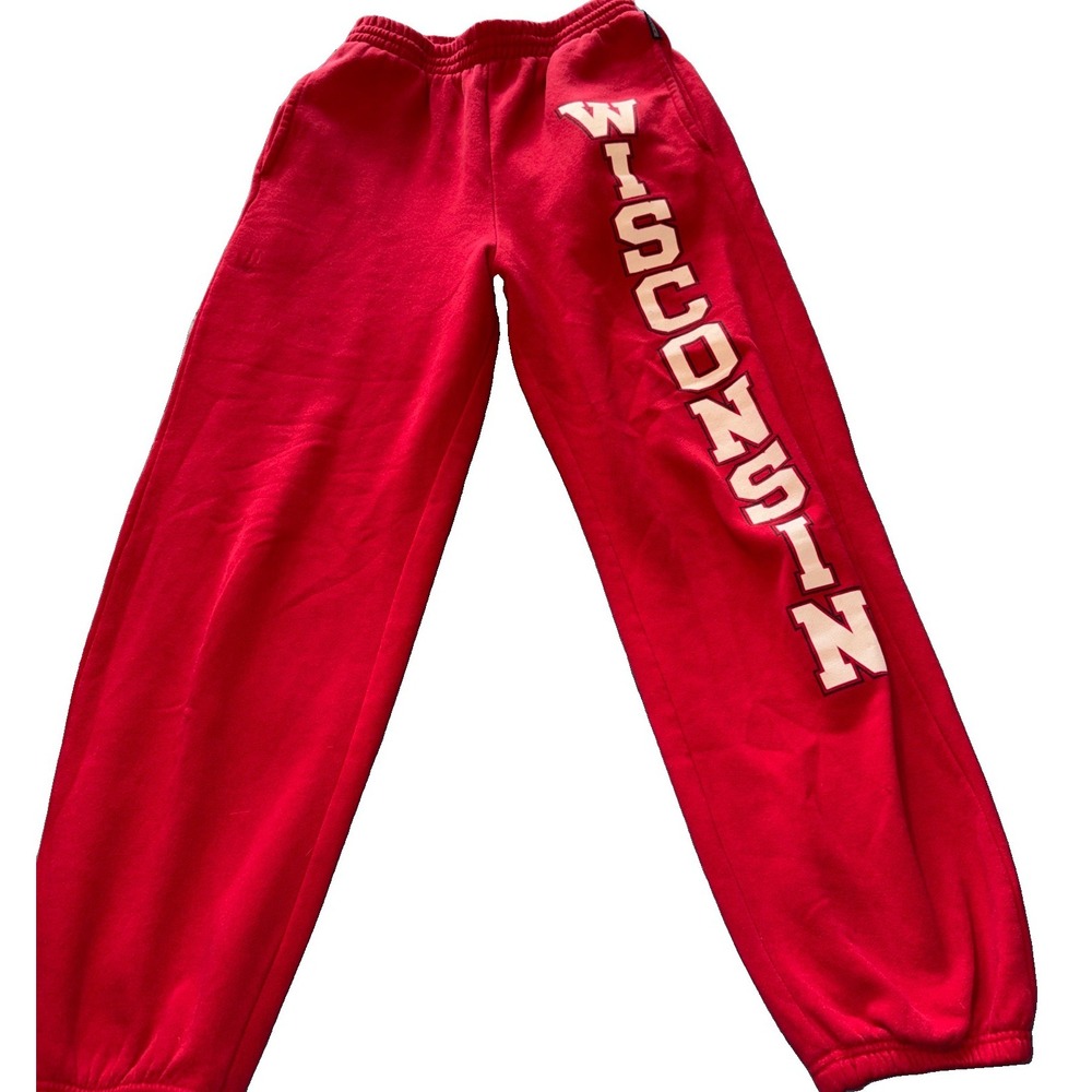 Vintage Jansport Cotton\Polyester Red Wisconsin Sweat Pants Mens Sz M